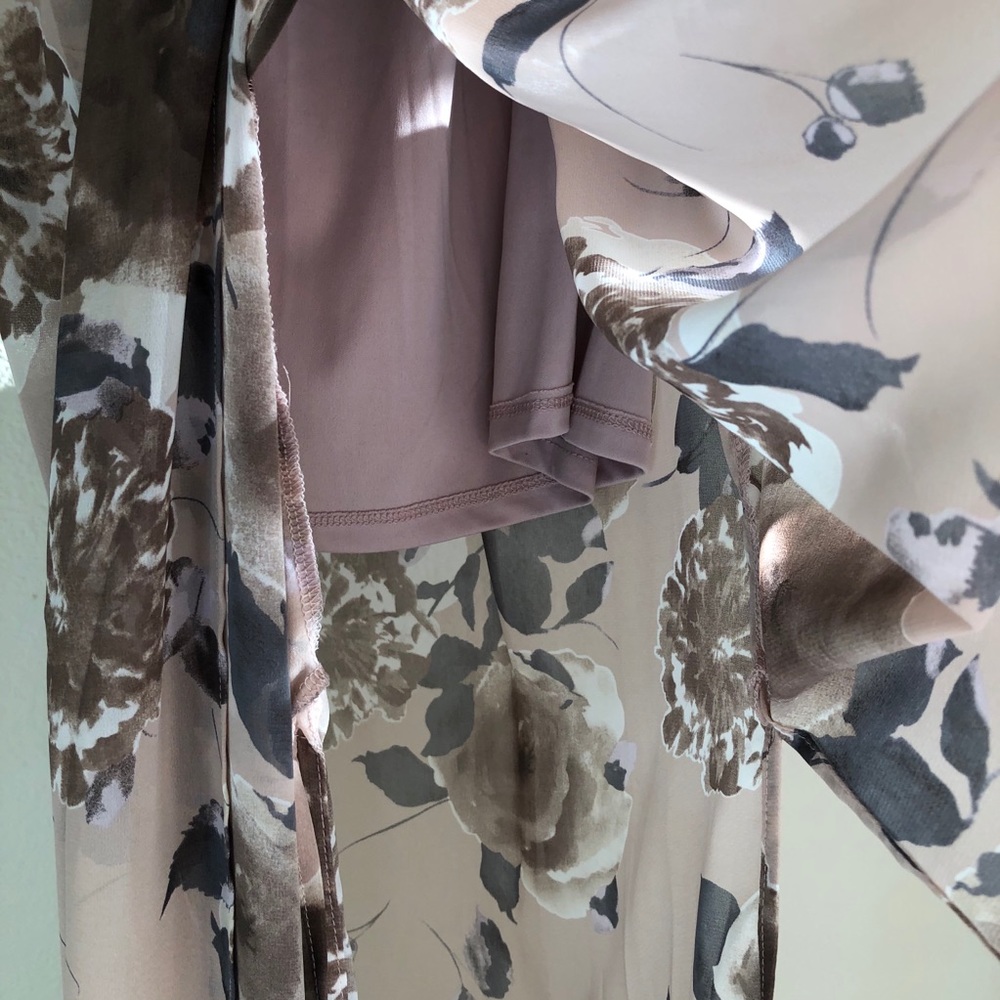Sienna Sky Floral Mauve Maxi Dress w/ Sheer Overlay - Picture 9 of 15